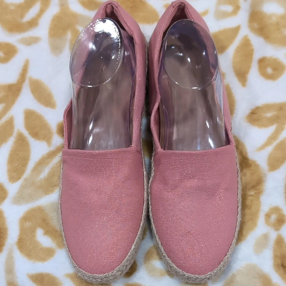 Easy Spirit Dusty Pink Shimmer Espadrille Slip On Flats Size 9.5
